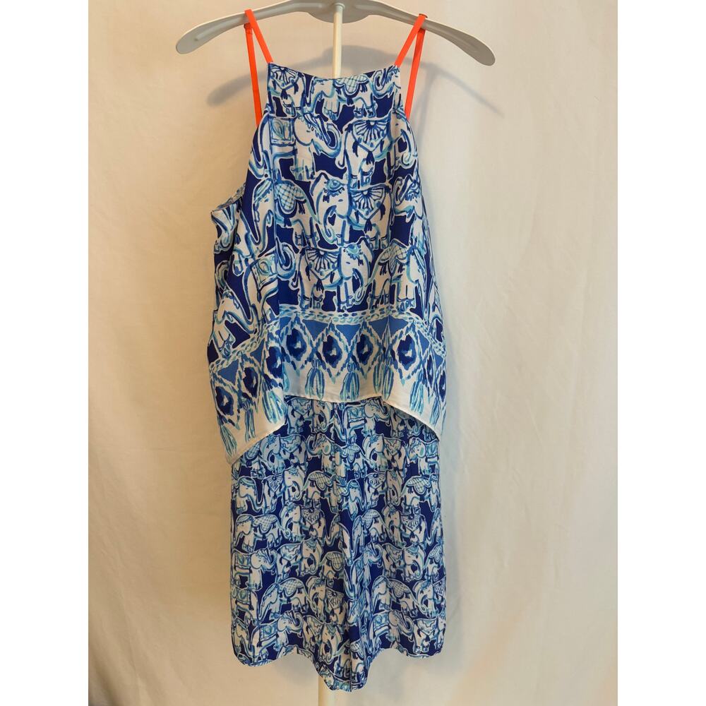 Lilly Pulitzer Celyn Romper Style 23310 Tusk in the Sun Elephant Print Size 0
